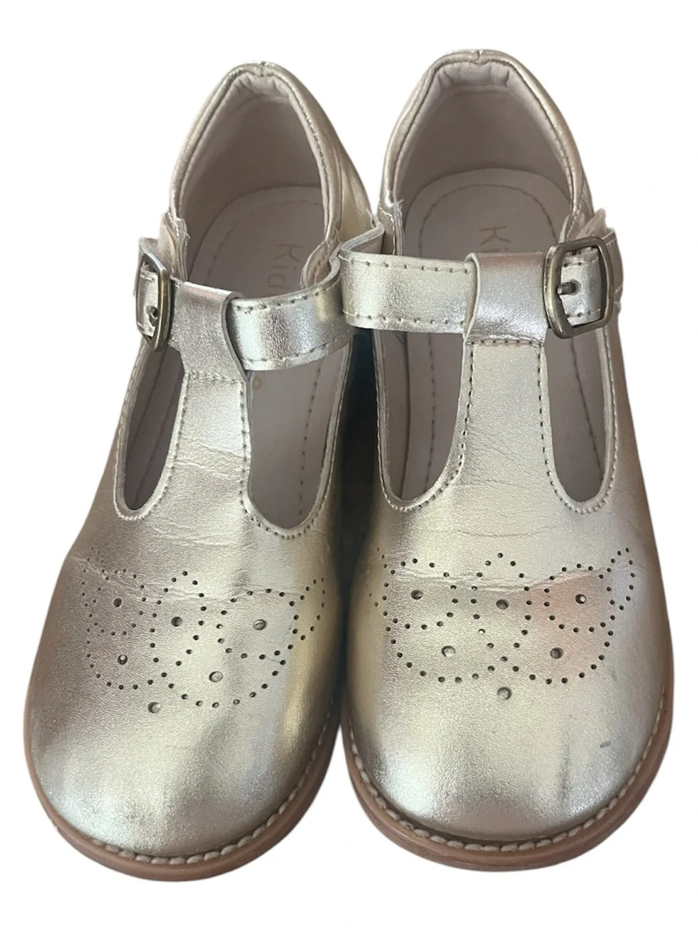 Kiderence F646 Girls Mary Jane Flats Metallic Gold Size 12